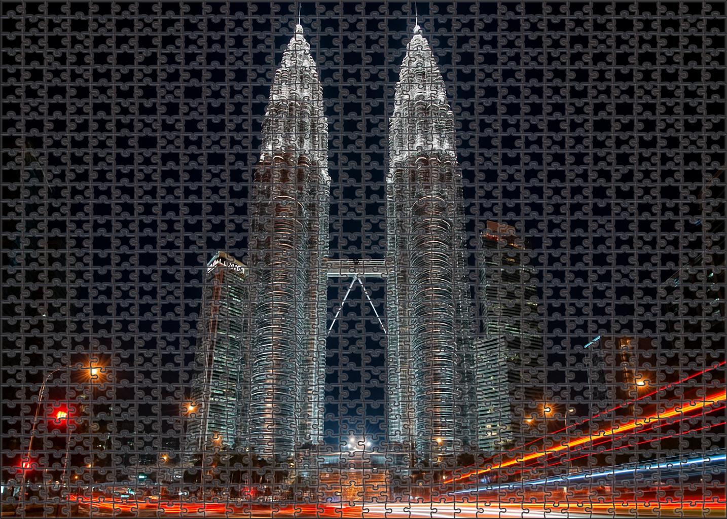 Petronas Towers Kuala Lumpur Malaysia  Identified By 7602 Globally As Iconic Twin Skyscrapers Custom Jigsaw Puzzle