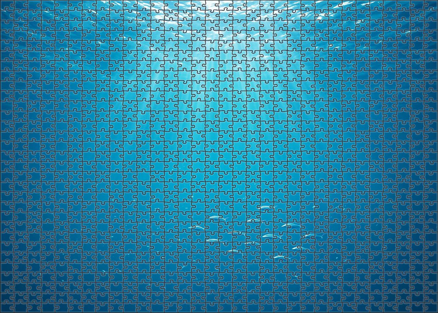Shimmering Pelagic Realm Endless Blue With Dancing Light Beams Premium Puzzle Pieces