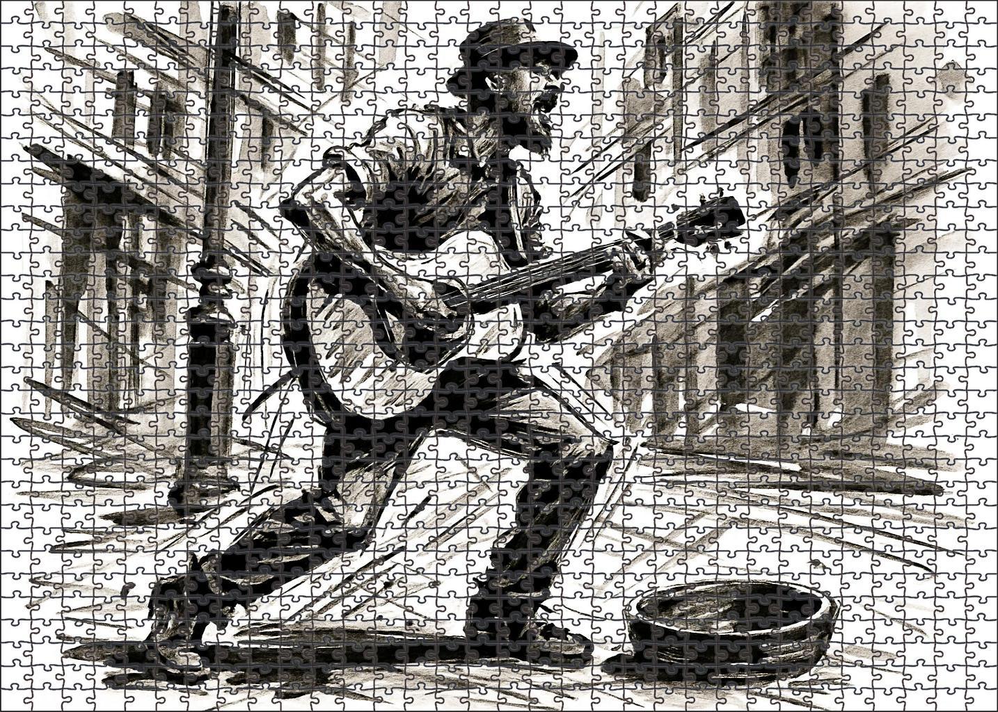 Dynamic Street Performer Sketch Bold Brush Pen Illustration With Energetic Lines Large Format Puzzle
