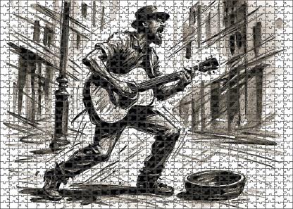 Dynamic Street Performer Sketch Bold Brush Pen Illustration With Energetic Lines Large Format Puzzle