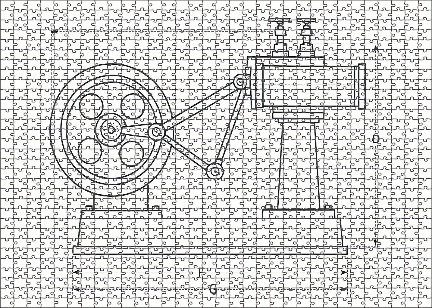 Mechanical Device Schematic Precise Technical Pen Drawing With Clean Linework Mini Puzzle