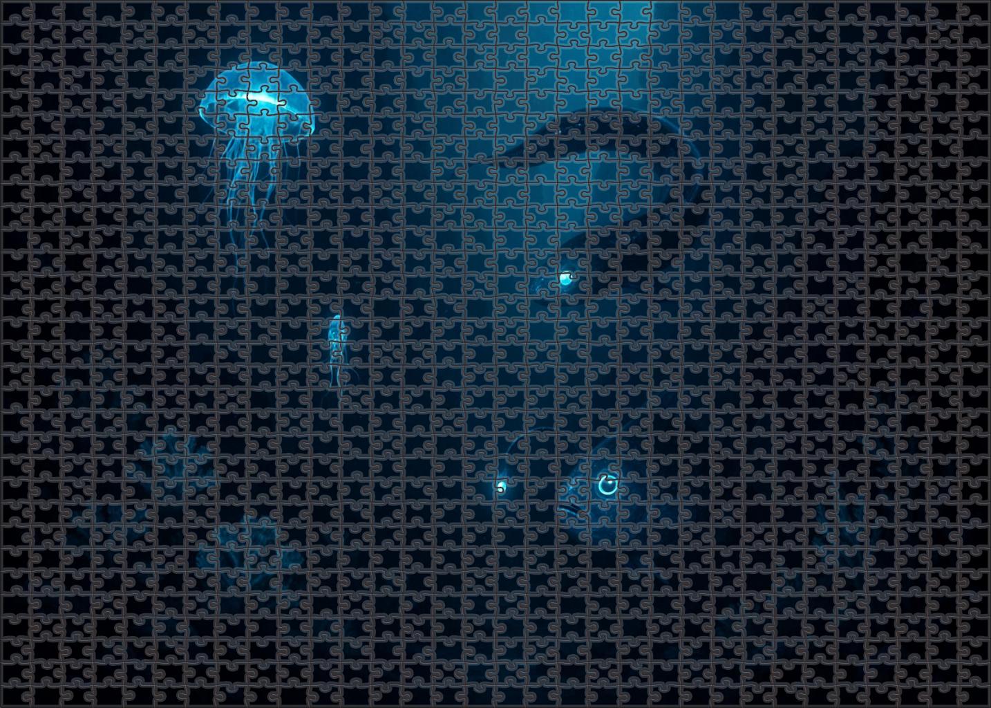 Twilight Abyss Mysterious Depths Illuminated By Bioluminescent Creatures 300 Piece Puzzle