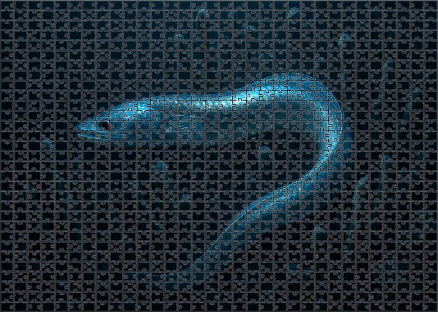 Moonlit Coral Serpent Elongated Eel-like Fish With Silvery Scales And Subtle Glow 200 Piece Puzzle