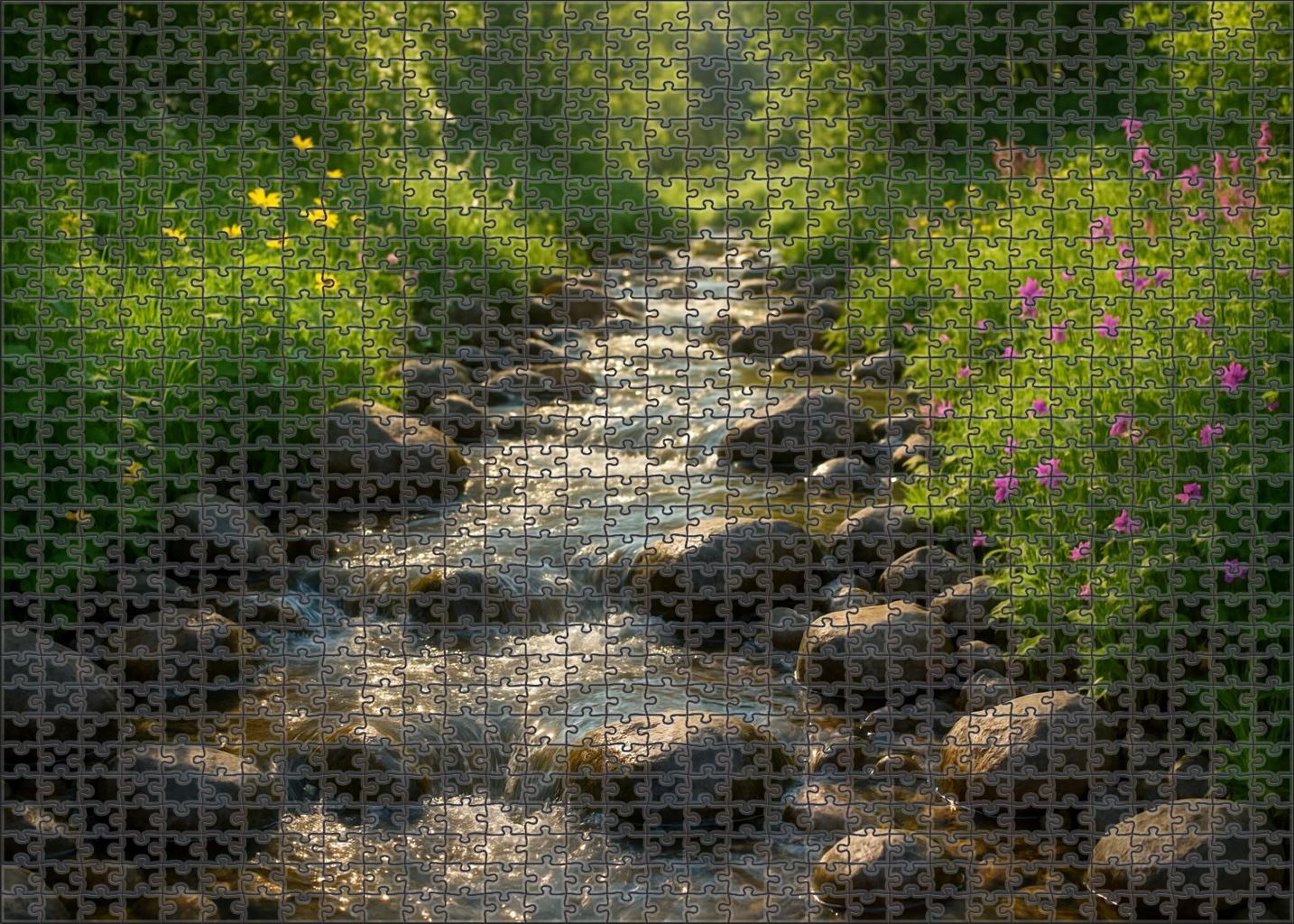 Cascading Mountain Stream Easy Puzzles