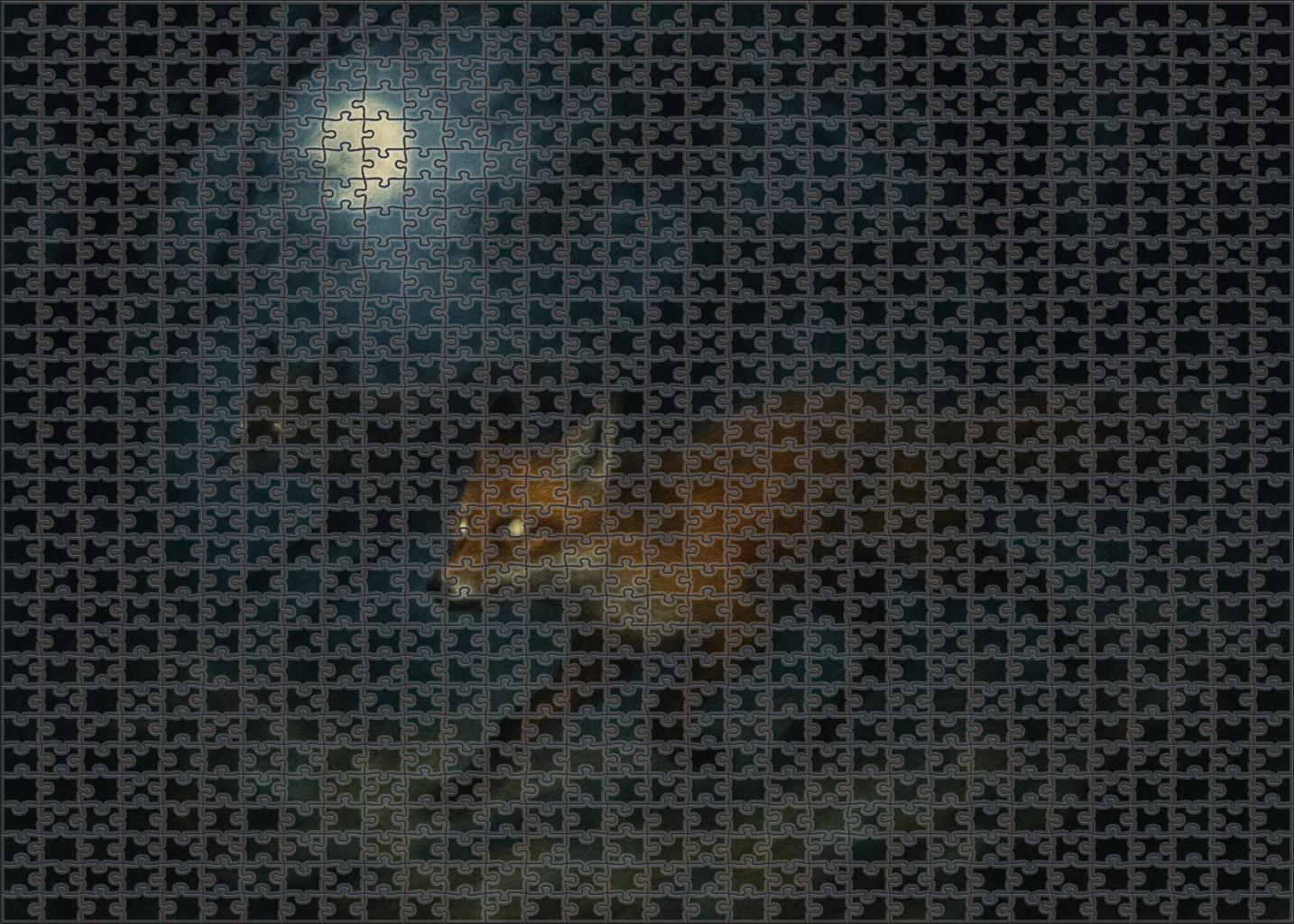 Nocturnal Woodland Creatures Soft Charcoal Sketch Of Foxes In Moonlight Puzzle Collection