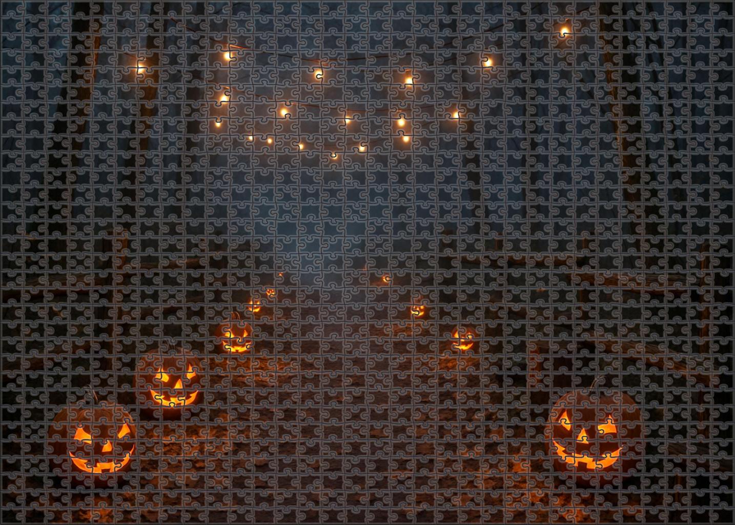 Moonlit Pumpkin Lantern Walk Large Format Puzzle