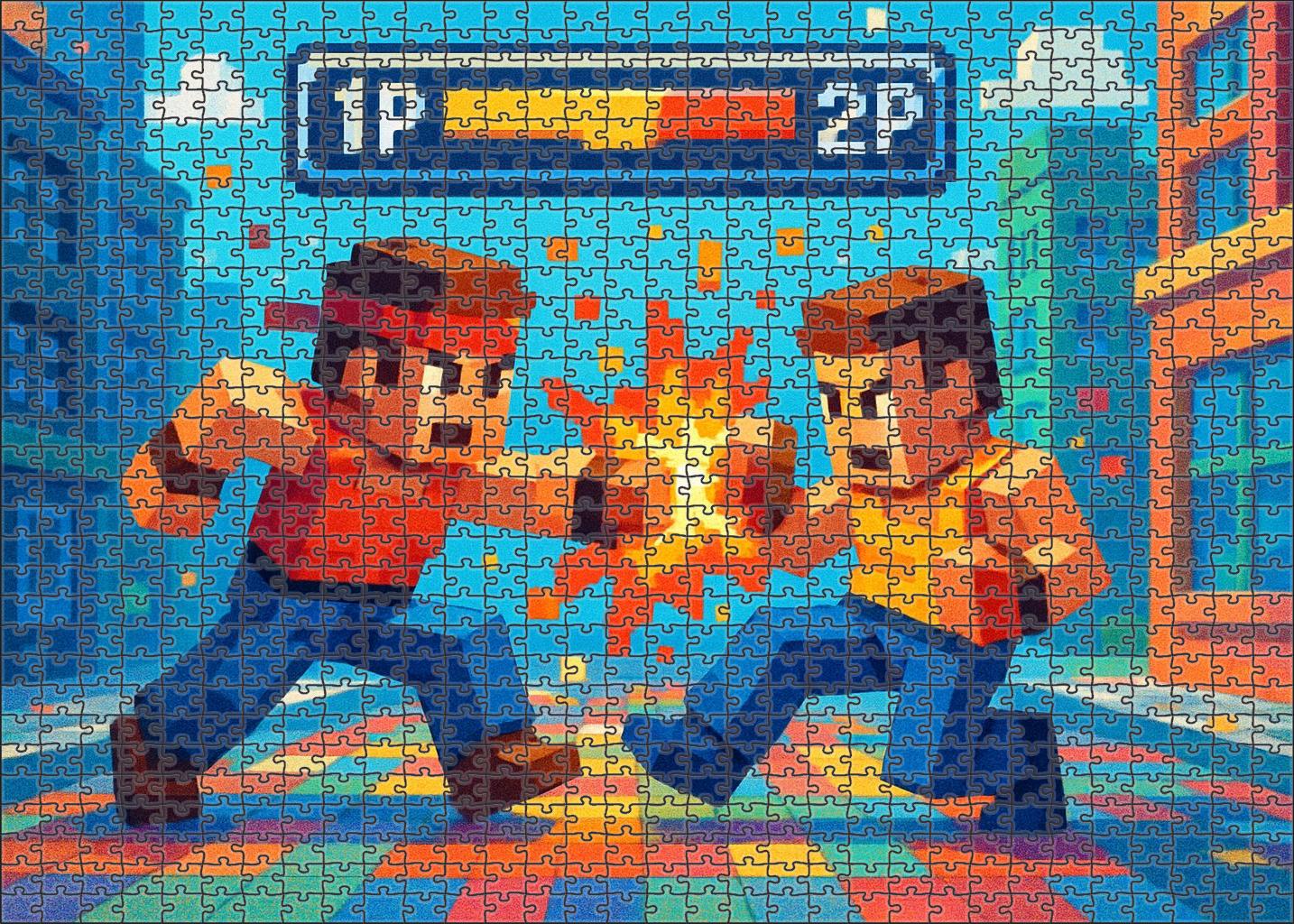 Arcade Pixel Fighter Retro Combat With Chiptune Energy Premium Puzzle Pieces