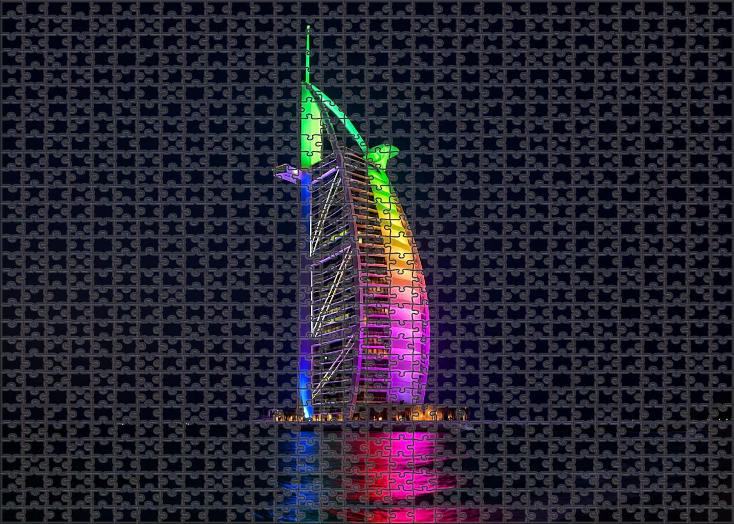 The Burj Al Arab Situated In Dubai United Arab Emirates Recognized By 7260 Globally As A Luxury Hotel And Architectural Icon Shaped Like A Sail 20 Piece Puzzle