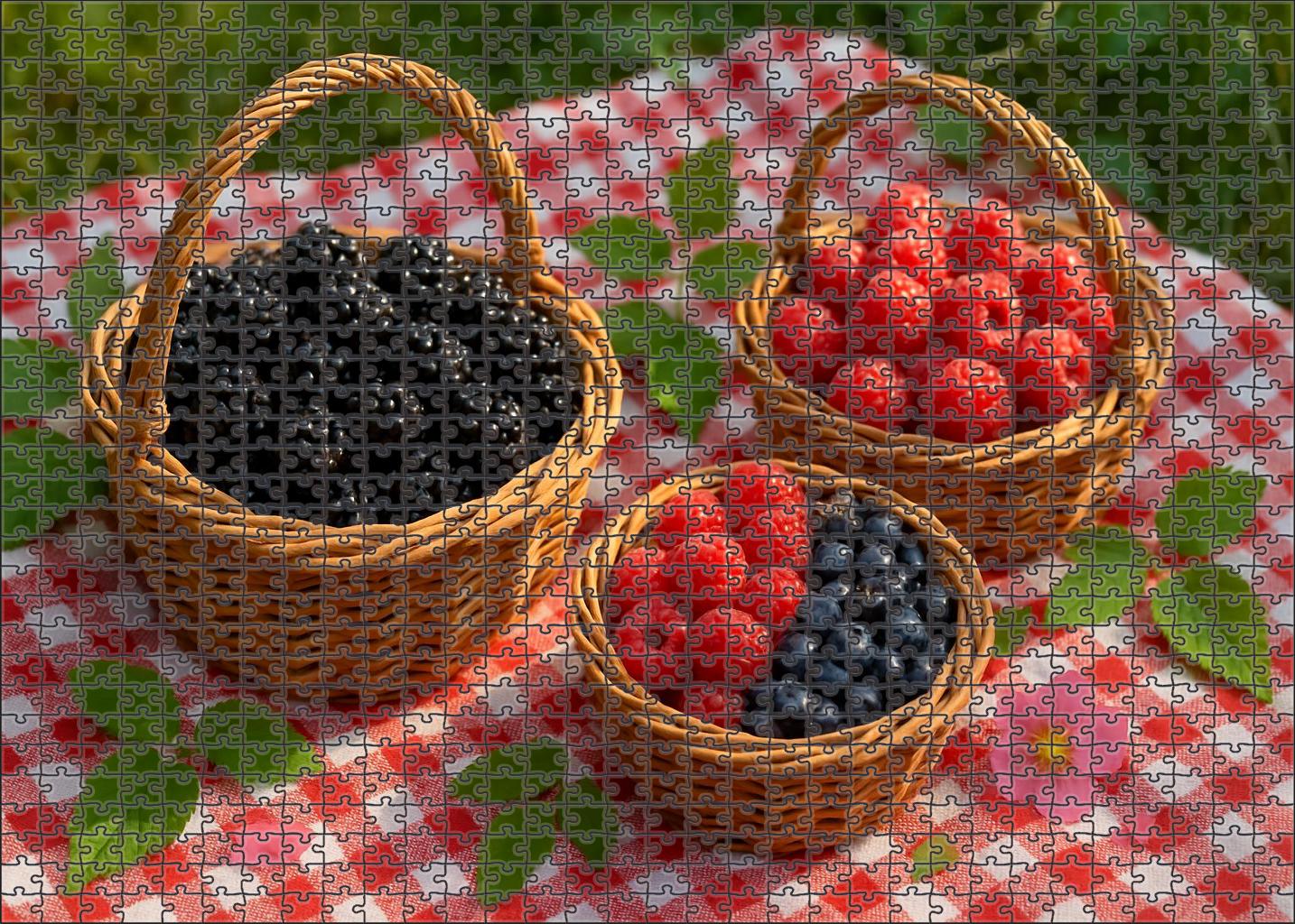 Picnic Pleasures Hand-picked Wild Berries In Natural Woven Containers Premium Puzzle Pieces