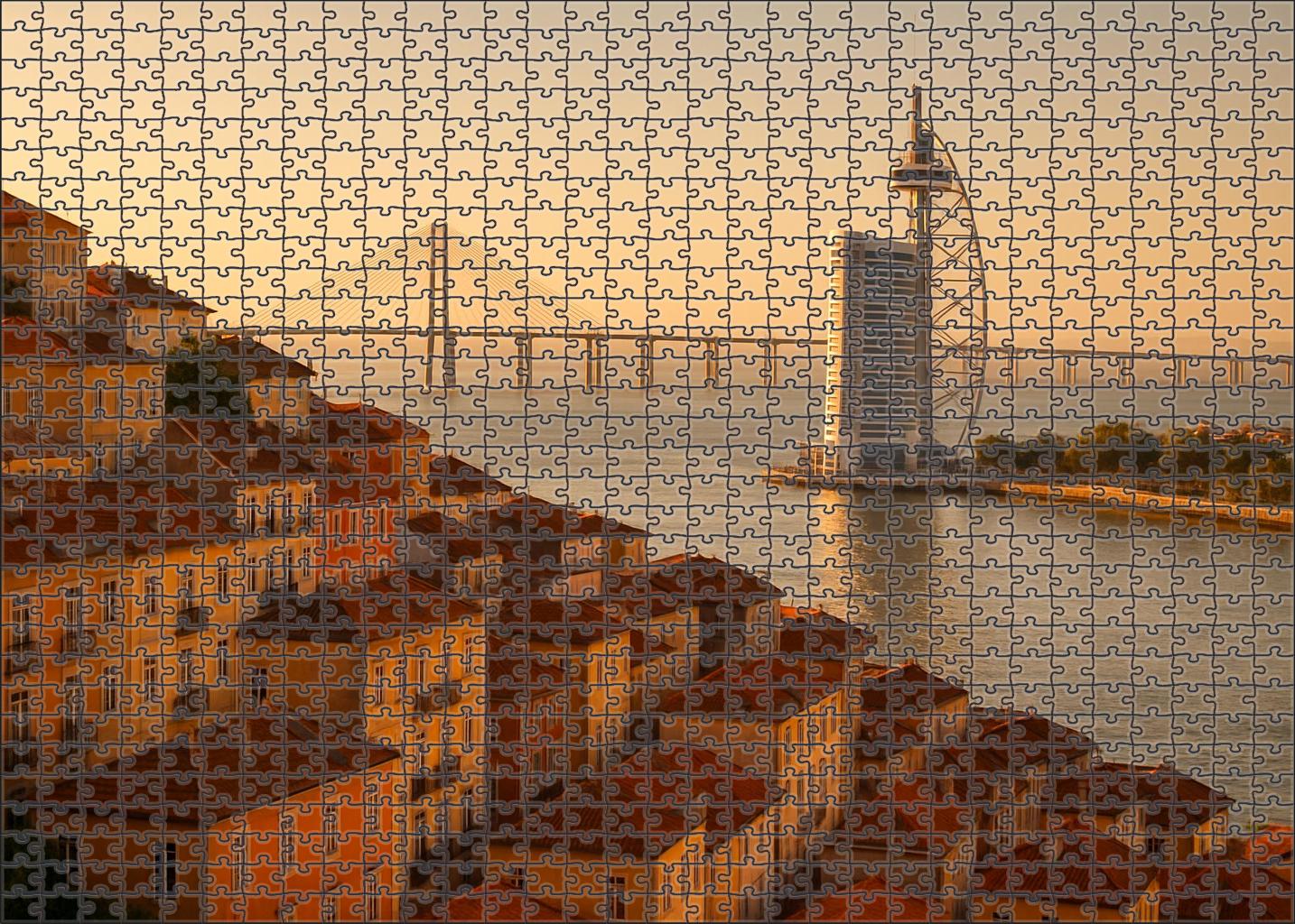 Lisbon Riverfront Skyline Historic Charm Meets Contemporary Revival 300 Piece Puzzle