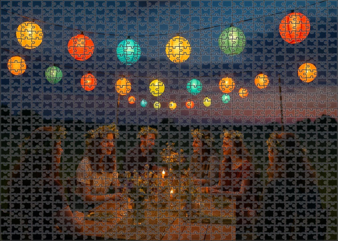 Dew-kissed Summer Festival Lanterns And Floral Crowns In An Open Field 20 Piece Puzzle