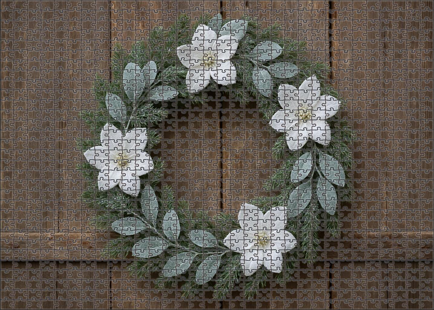 Winter Frost Evergreen And Bloom Wreath 200 Piece Puzzle