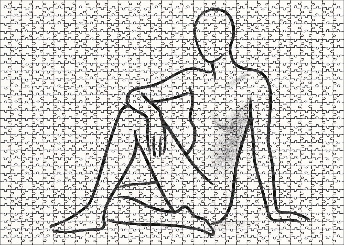 Minimalist Figure Outline Elegant Charcoal Contour Sketch Family Puzzles