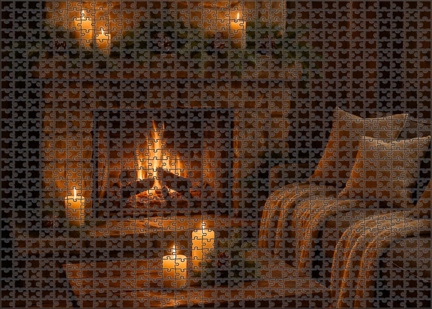 Twilight Evergreen Hearth Cozy Fireside And Pine Accents 20 Piece Puzzle