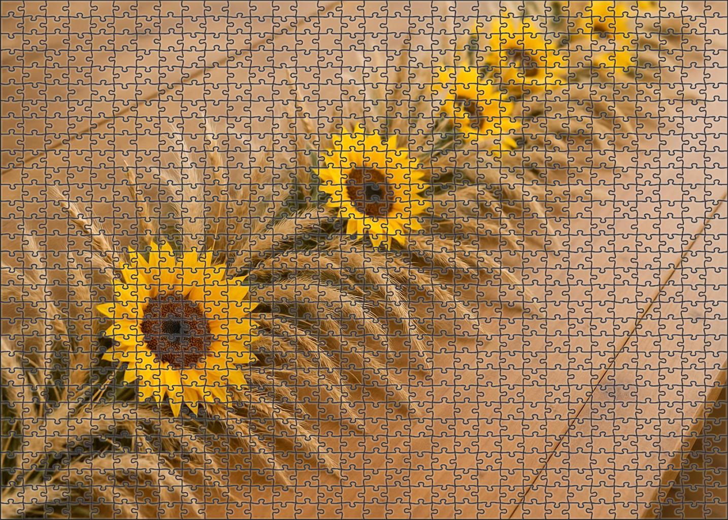 Golden Meadow Table Garland Sunflower-hued Blooms With Wheat And Wild Grass Accents Puzzle For Kids