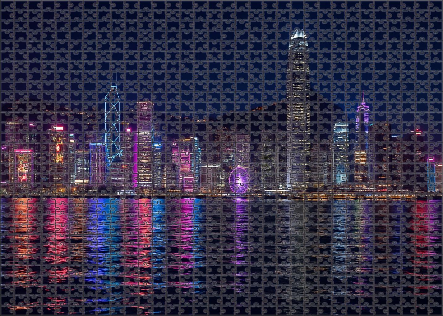 Hong Kong Victoria Harbour Skyline Worlds 7th Most Iconic Skyline Mini Puzzle