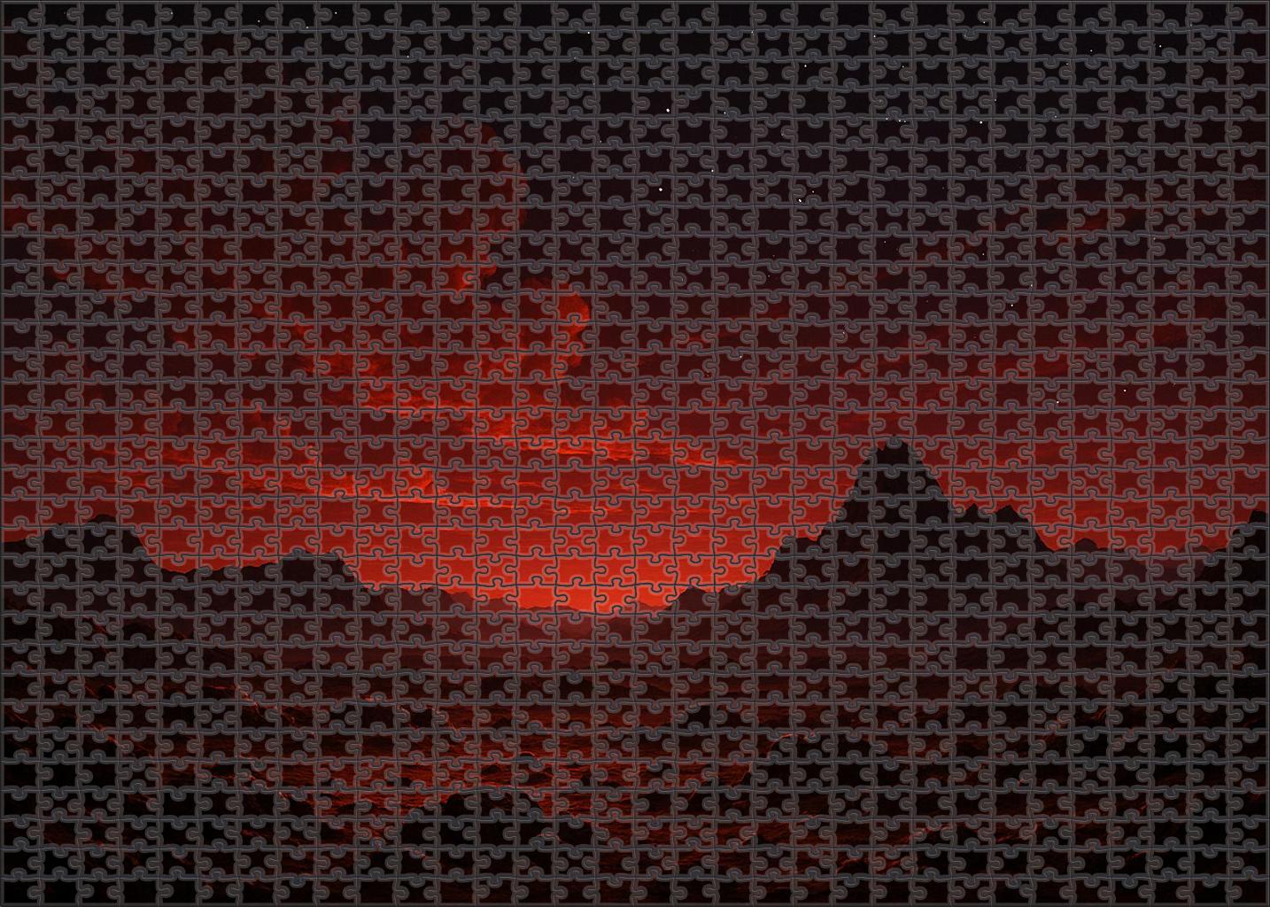 Crimson Twilight Planetary Horizon Puzzle Collection