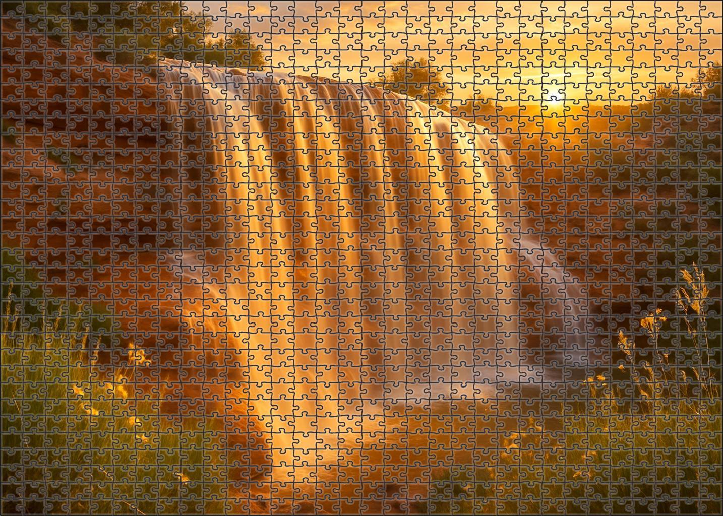 Golden Fan Cascade Custom Jigsaw Puzzle