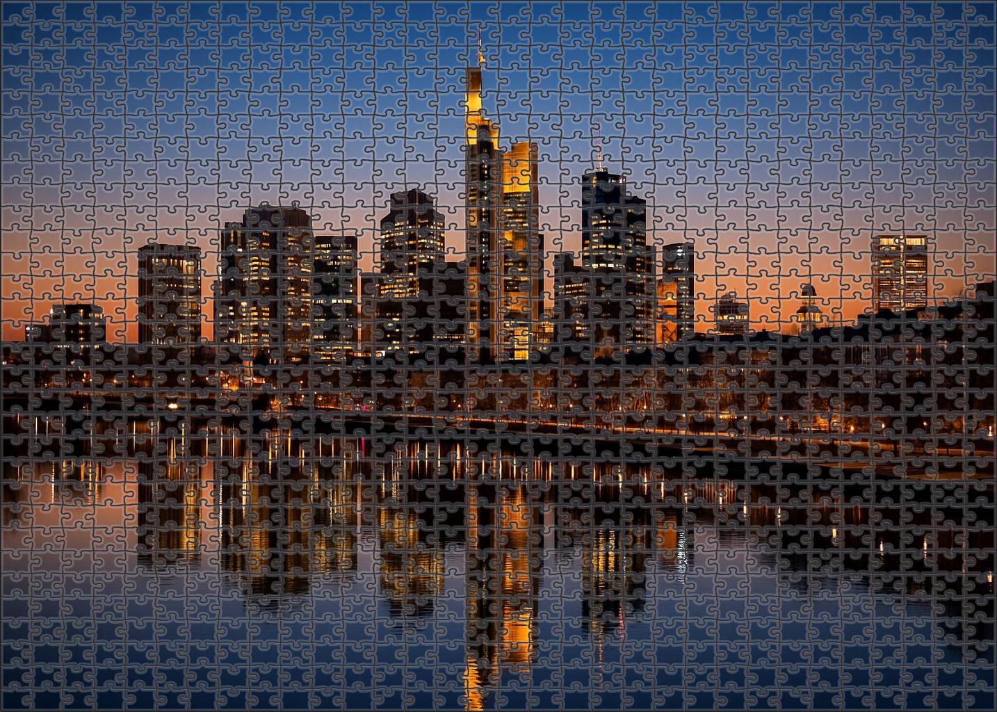 Frankfurt Main Skyline Europes Leading Financial Center Skyline With Commerzbank Tower Easy Puzzles