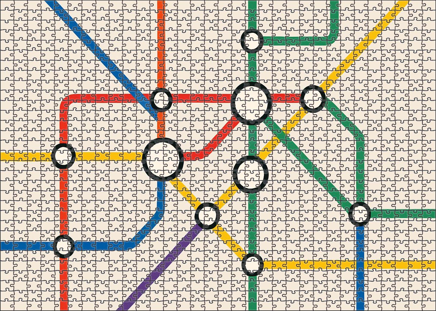 Abstract Transit Network Map Premium Puzzle Pieces