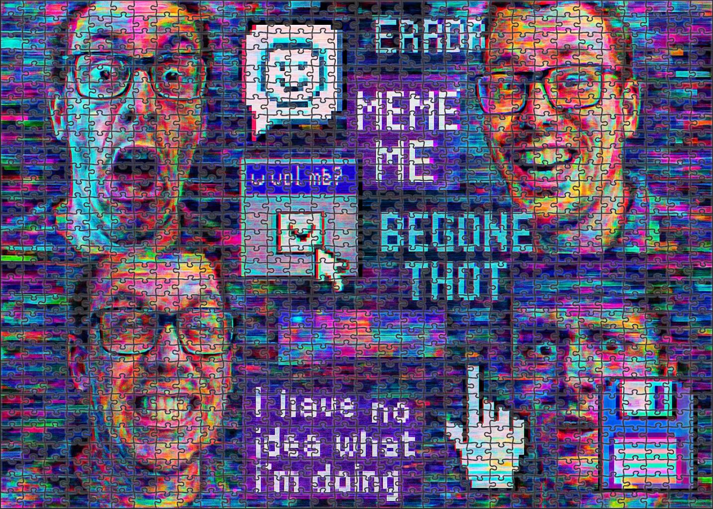 Post-internet Art Movement Digital Collage And Meme Culture Fusion Custom Jigsaw Puzzle