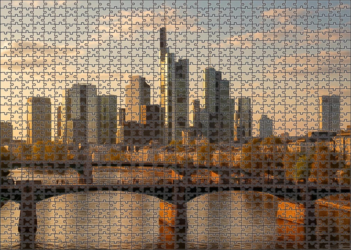 Frankfurt Main Skyline Europes Leading Financial Tower Cluster Large Format Puzzle
