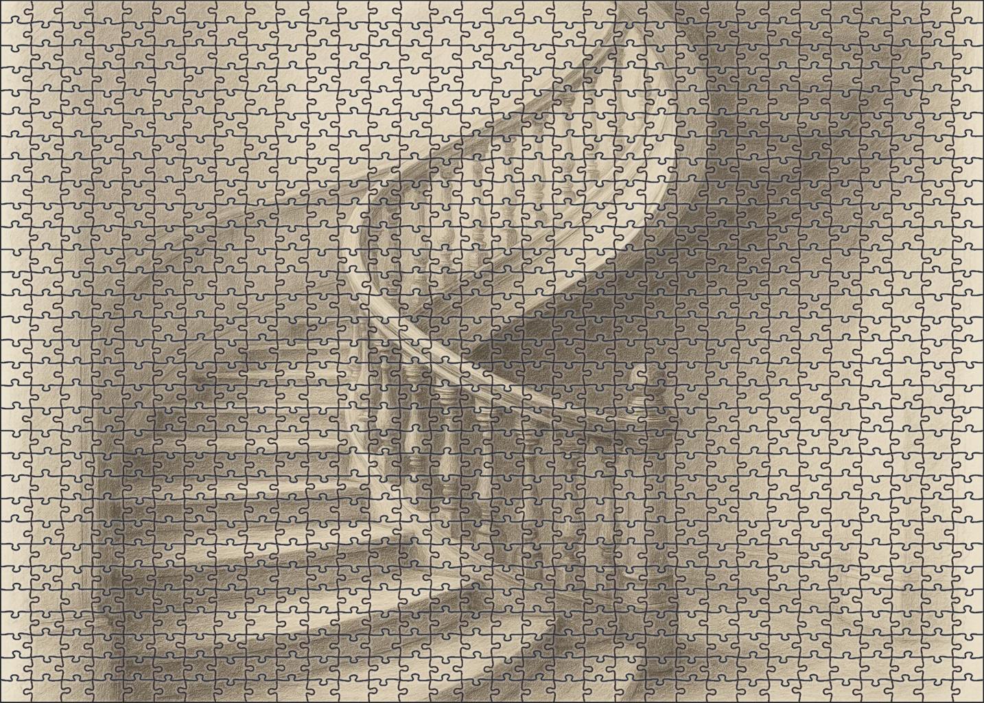Architectural Spiral Staircase Delicate Pencil Lines And Gradual Shading Large Format Puzzle