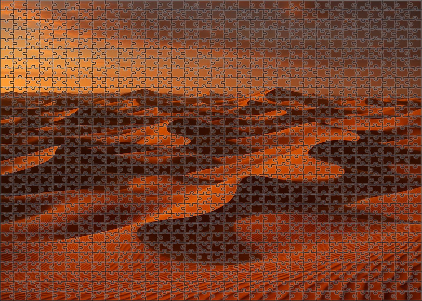 Golden Hour Dune Sea Radiant Peaks And Valleys Bathed In Soft Light Premium Puzzle Pieces