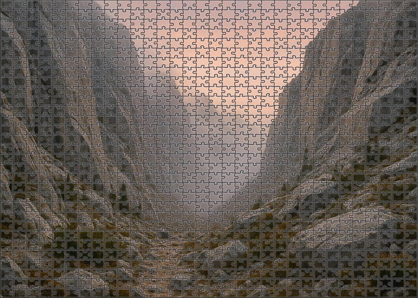 Craggy Mountain Pass At Dawn Puzzle For Kids