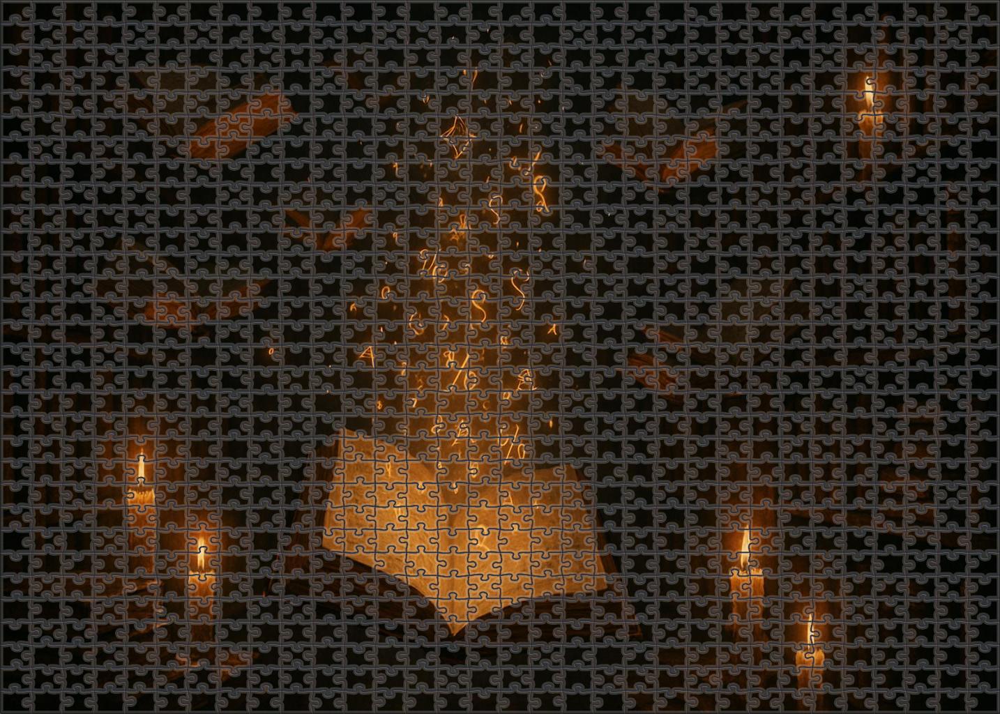 The Candlelit Library Of Floating Books Custom Jigsaw Puzzle