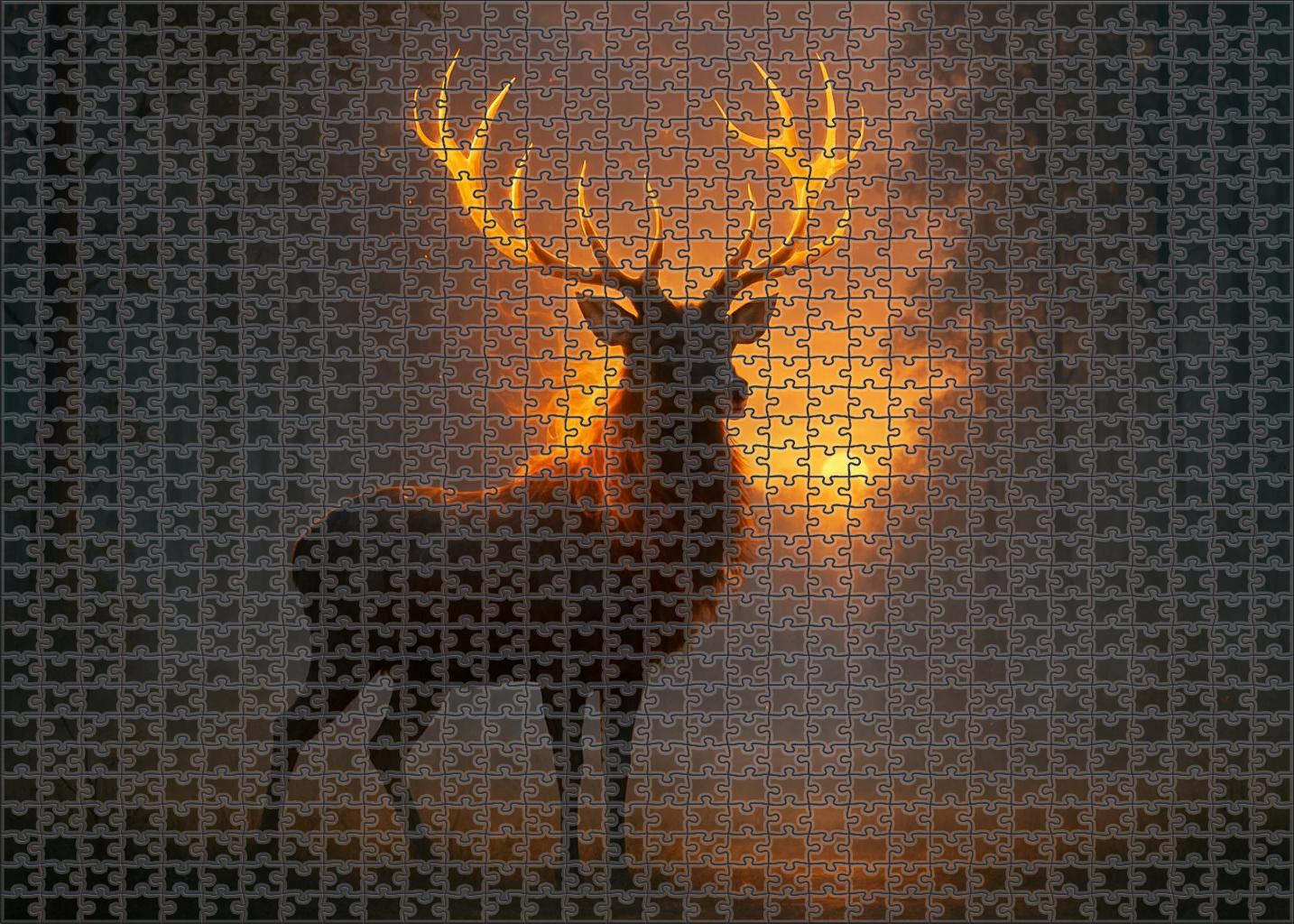 Gilded Embermane Stag Unique Puzzle Design
