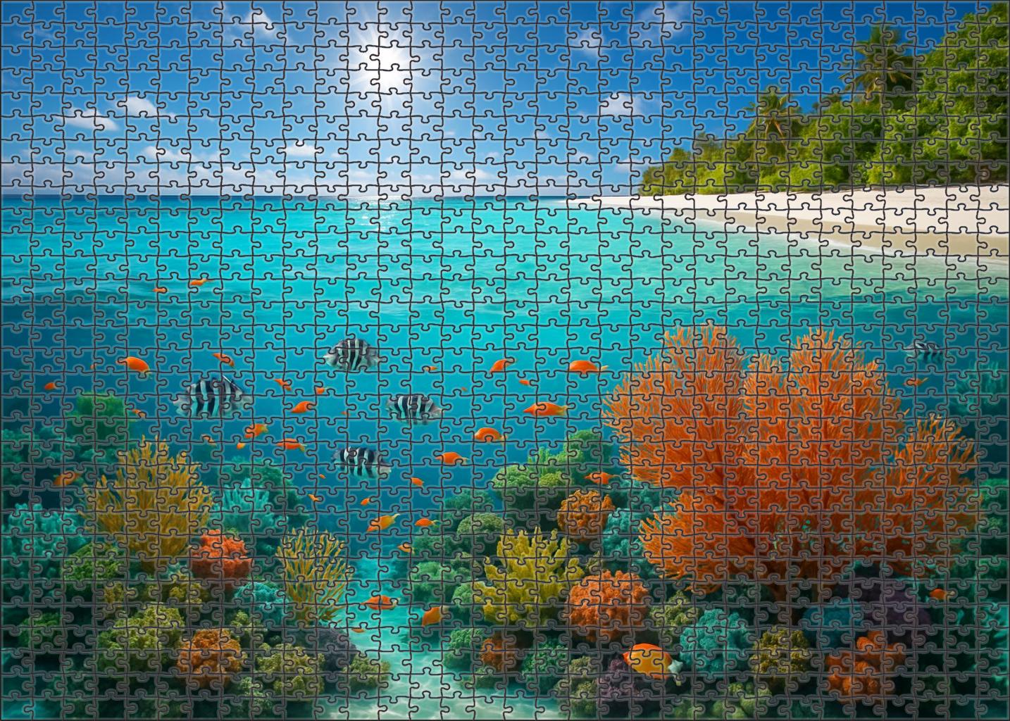 Sun-kissed Coral Cay Turquoise Lagoon With Vibrant Reef Life 20 Piece Puzzle