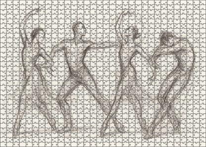 Expressive Human Figure Gesture Rapid Pencil Sketches Capturing Movement Large Format Puzzle