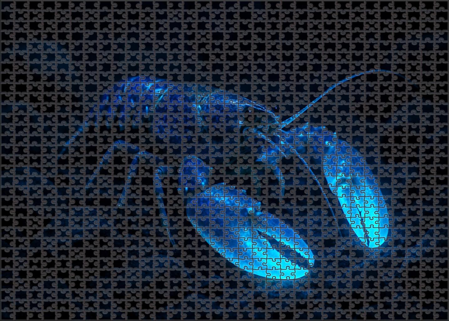 Sapphire Abyssal Crawler Deep-sea Crustacean With Luminescent Claws Premium Puzzle Pieces