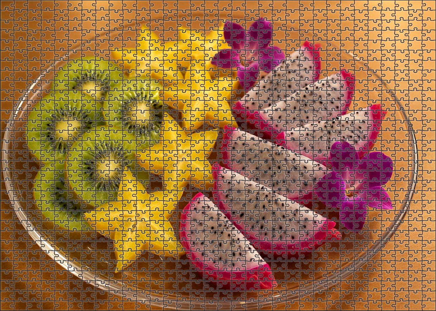 Tropical Reef Kiwi Dragon Fruit And Starfruit Arrangement Large Format Puzzle