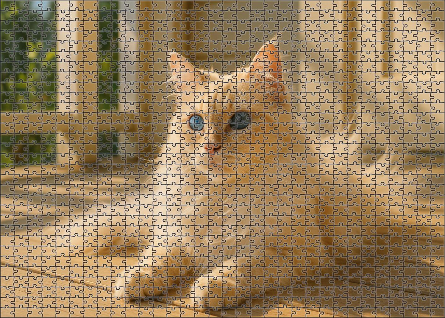 Azure Bloom Stunning Blue-eyed Longhair With Gentle Playfulness 1000 Piece Puzzle