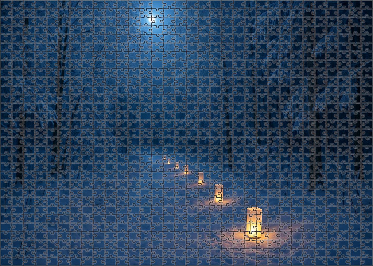 Twilight Snow Lantern Walk Puzzle For Adults