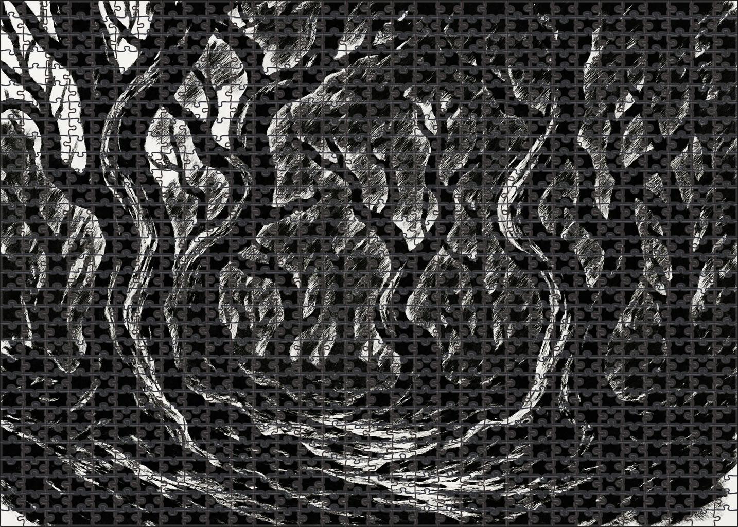 Mythical Forest Scene Dynamic Brush Pen Lines With Stylized Tree Forms Puzzle For Kids