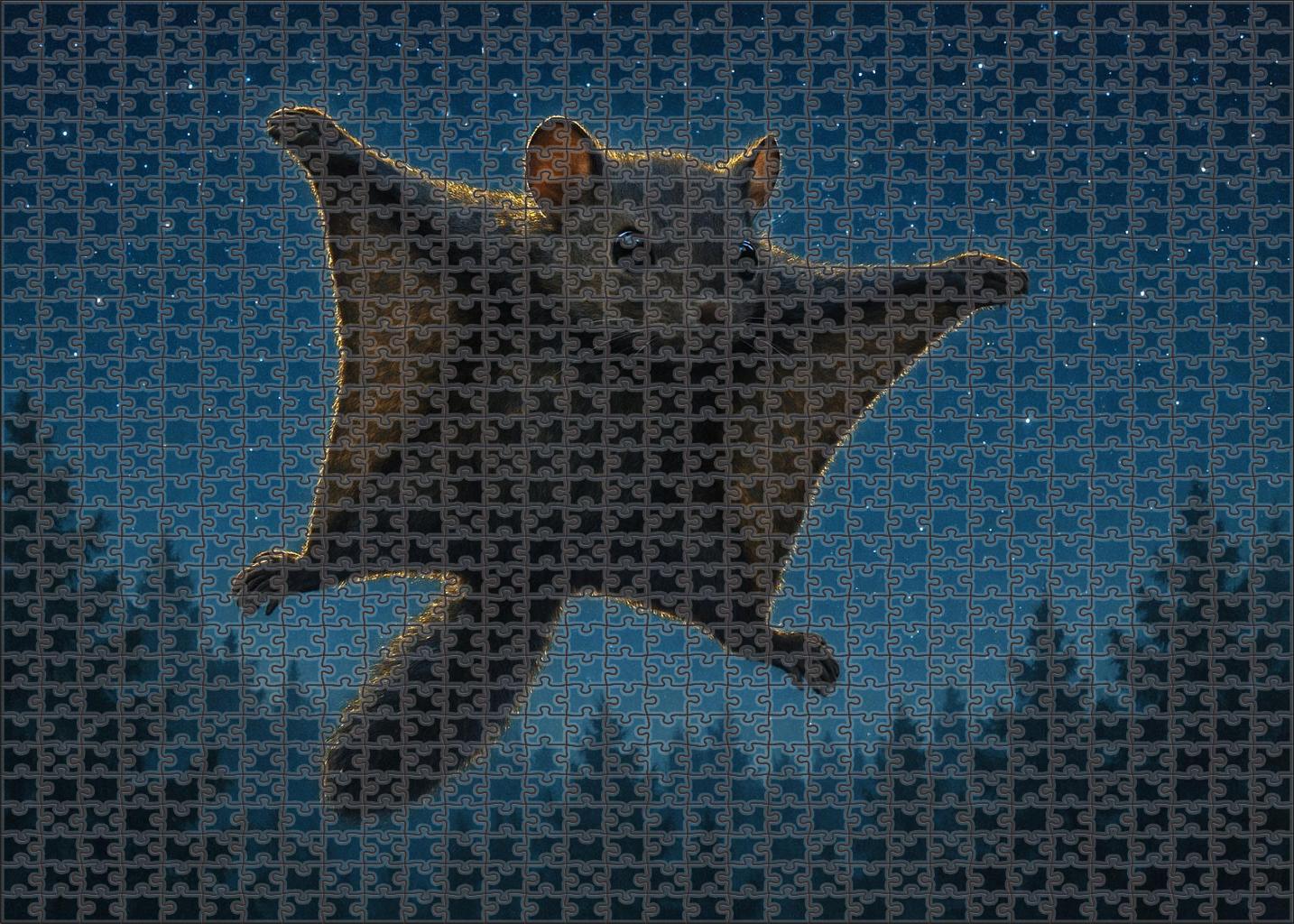 Quartzback Glider Small Mammal With Crystal-like Fur Tips And Extended Membranes Puzzle Fun