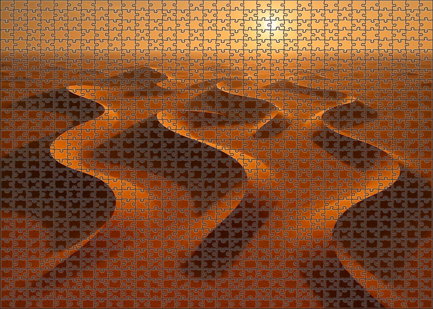 Golden Serpent Dunes Curving Lines Of Liquid Light Premium Puzzle Pieces
