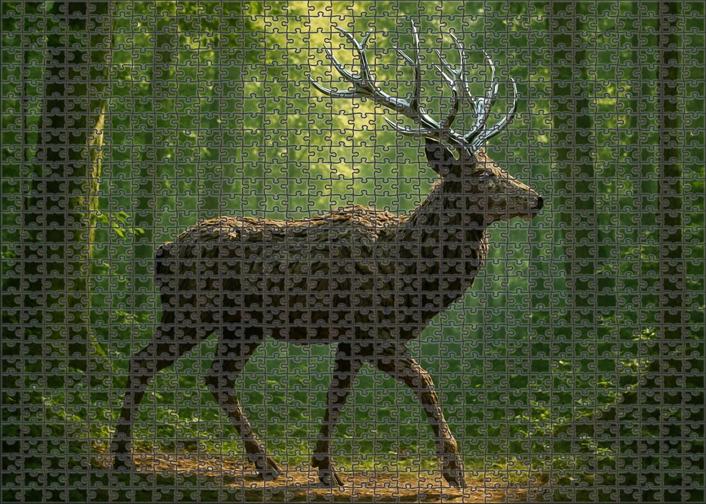 Ironbark Stag Living Tree With Antlers Of Hardened Steel Premium Puzzle Pieces