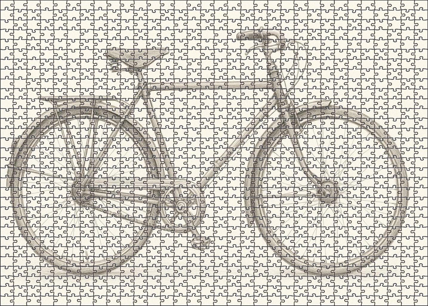 Vintage Bicycle Study Crisp Pencil Lines And Soft Tonal Shading Large Format Puzzle