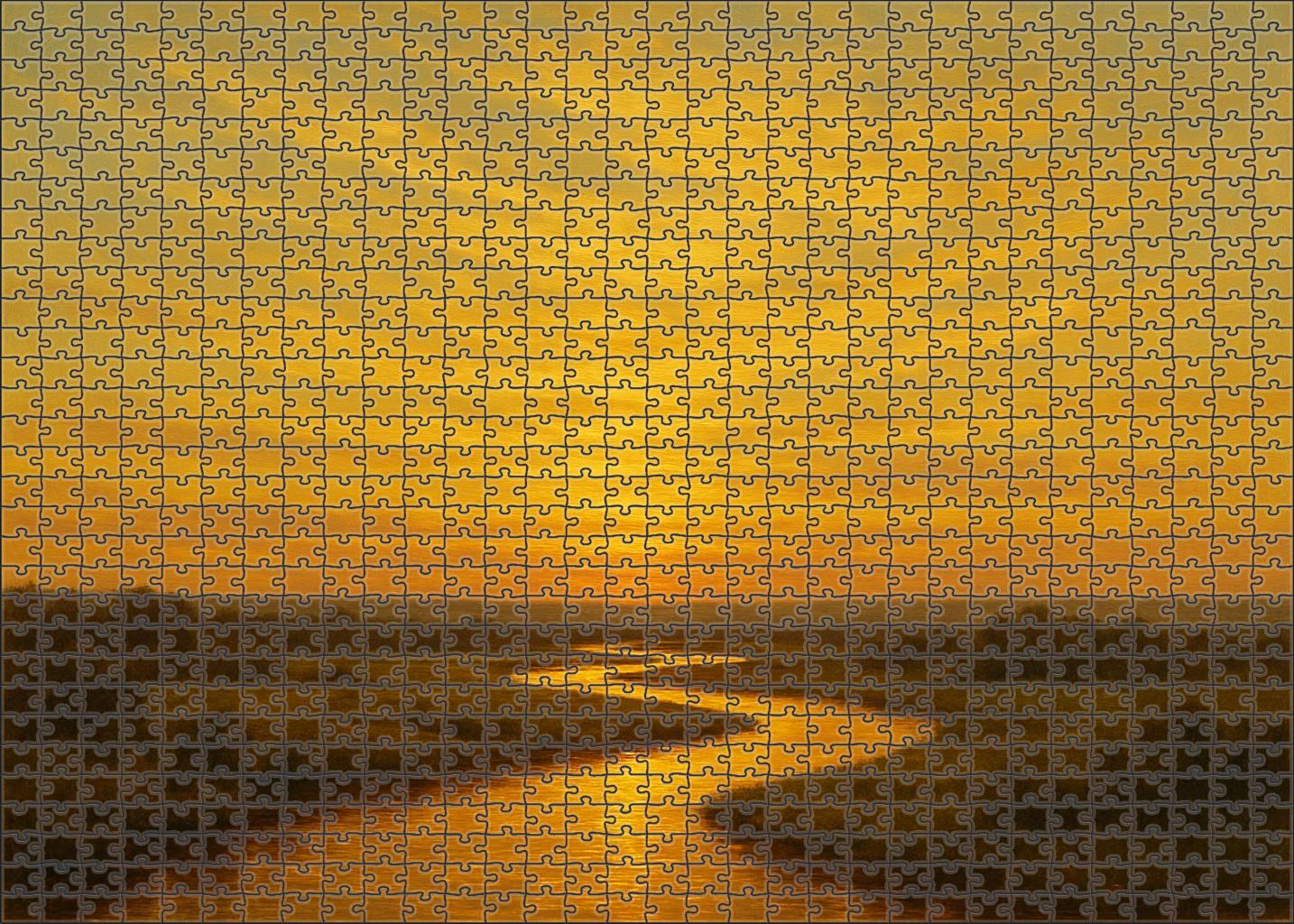 Golden Hour Horizon Stretch Premium Puzzle Pieces