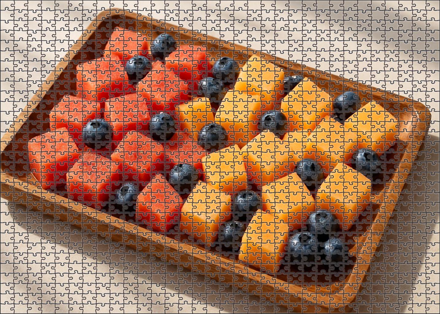 Juicy Jewel Display Cut Watermelon Cantaloupe And Blueberries Puzzle Challenge