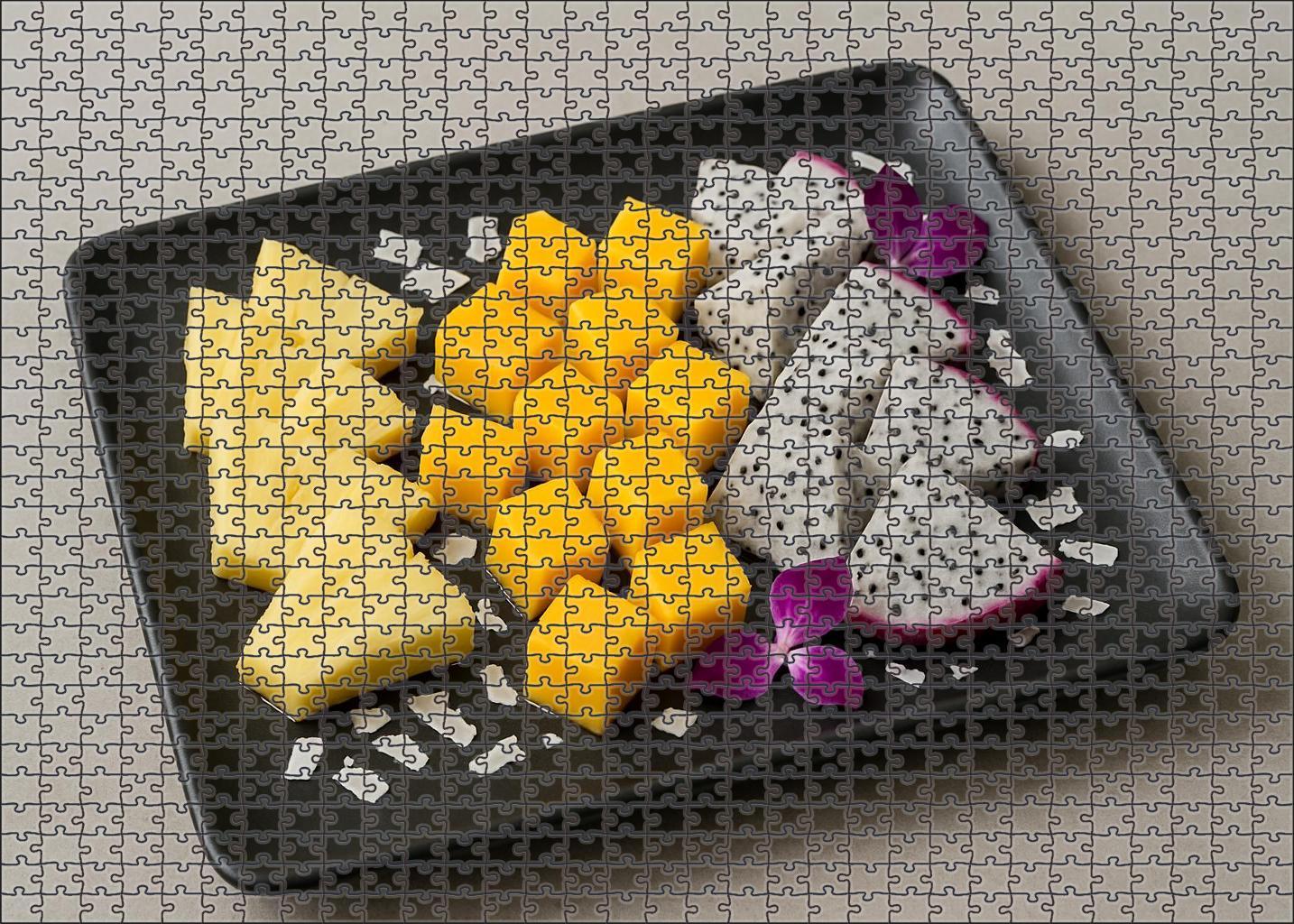Tropical Zen Garden Artful Slices Of Pineapple Mango And Dragon Fruit 20 Piece Puzzle