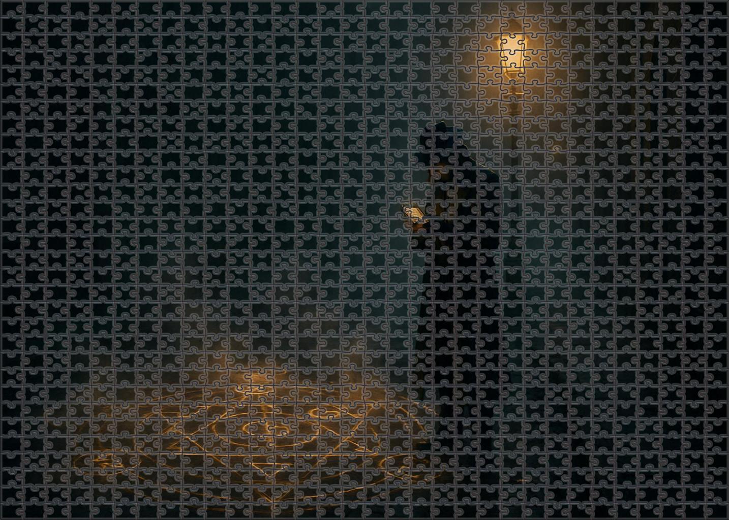 Fantasy Noir Alchemist Mystical Detective In Fog-laden Magic City 20 Piece Puzzle