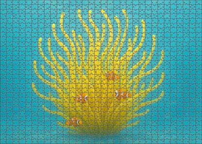 Golden Orb Anemone Radiant Tentacled Drifter With Symbiotic Clingfish 200 Piece Puzzle