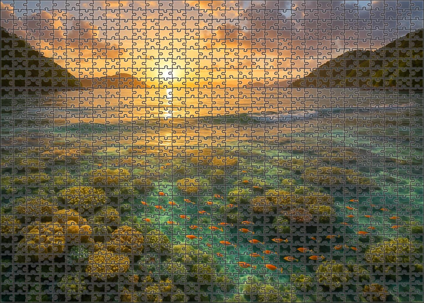 Golden Sunrise Bay Radiant Shallows Brimming With Life 1000 Piece Puzzle