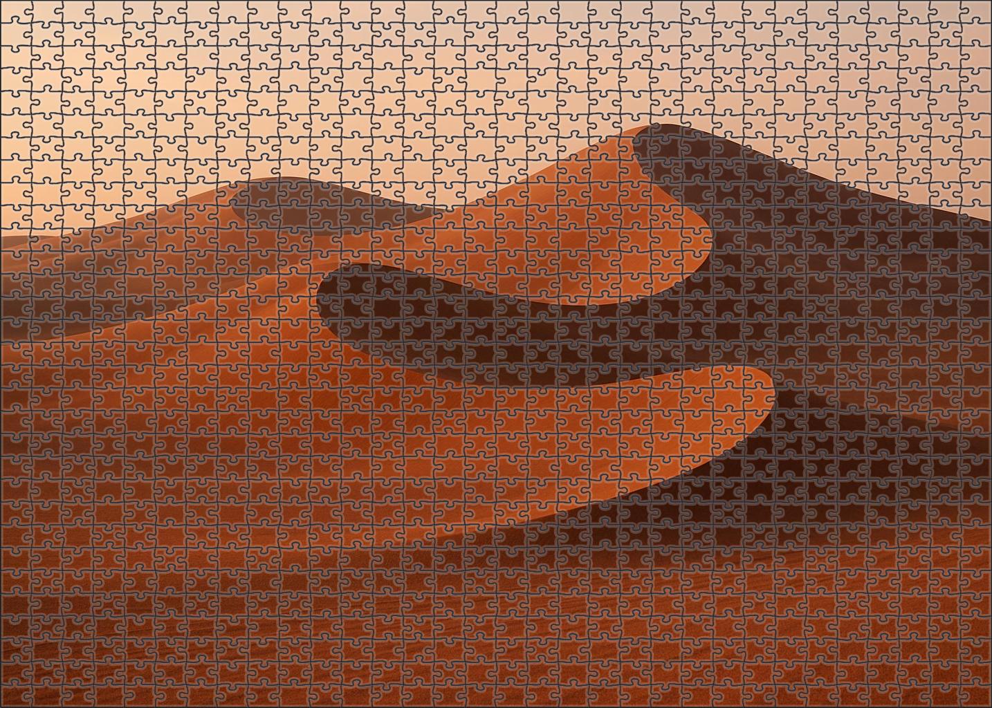 Copper Veil Dunes Wind-carved Crescents At Dawn Premium Puzzle Pieces