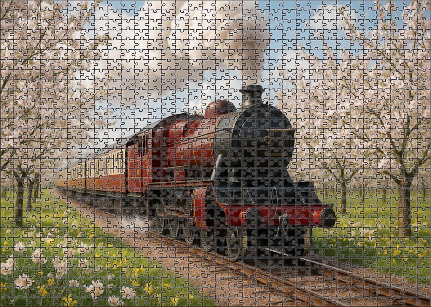 Orchid Blossom Heritage Express Elegant Steam Train With Luxurious Vintage Coaches Premium Puzzle Pieces